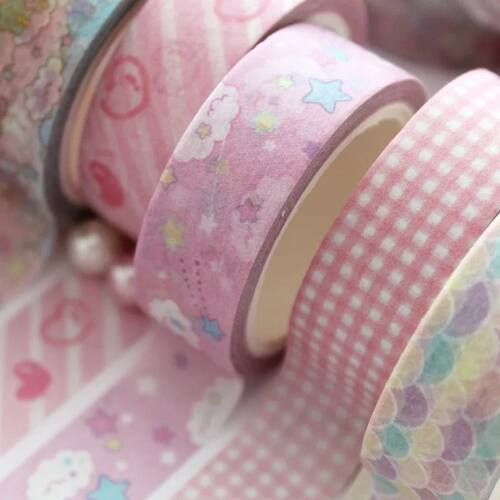 15mm x 7m Washi Tape Stationery Kawaii Pink Masking Tape Cut