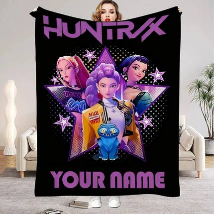1PC Name K-Pop Demon Hunters Blanket Girls Boys Plush Throw