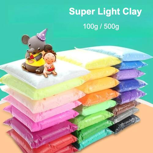 24 Colors Super Light Clay Non-toxic 100g 500g in Bag Plasti