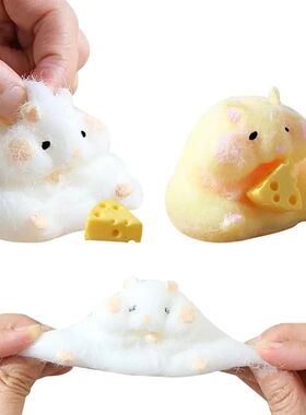 Squishy Hamster Toy with Cheese Cute Desktop Decor Funny Str