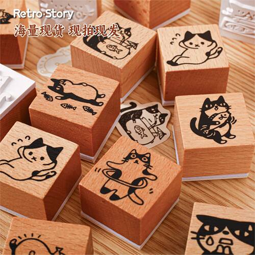 1pc Alphabet Stamps Vintage Wooden Rubber cute pet Stamp Set