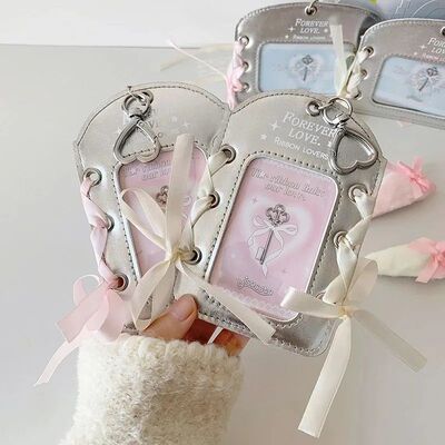 Lace Kpop Photocard Holder Style Silver PU Transparent Stude