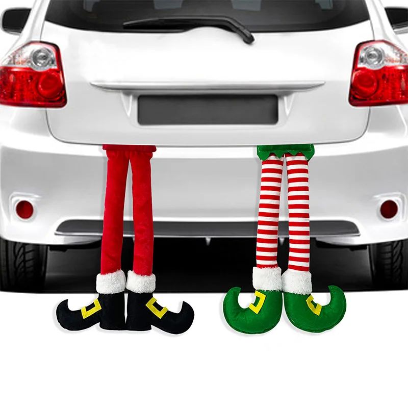 2024New Year Christmas Elf Santa Legs Car Accessories Christ