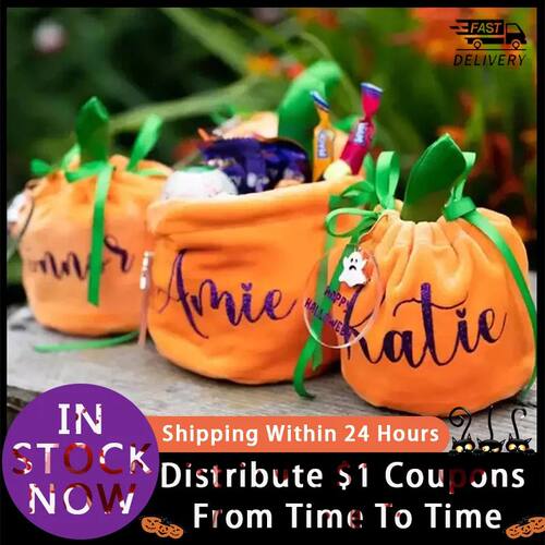 Pumpkin Bag Velvet Halloween Candy Bags Cute Gift Packing Ba