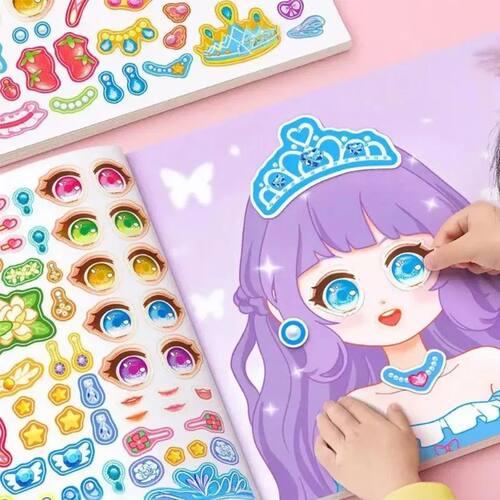 1 Set Princess Dress Up Sticker Book Toy Girl Cute Dress Up