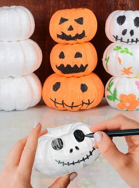 10Pc Halloween White Foam Pumpkin Handmade DIY Painting Pump
