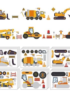 6/12Sheets Kids DIY Construction Vehicle Puzzle Sticker Make