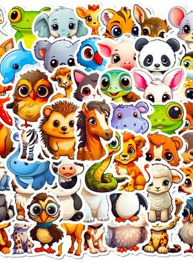 10/30/50PCS Cute Big Eye Animal PVC Sticker Aesthetic Color