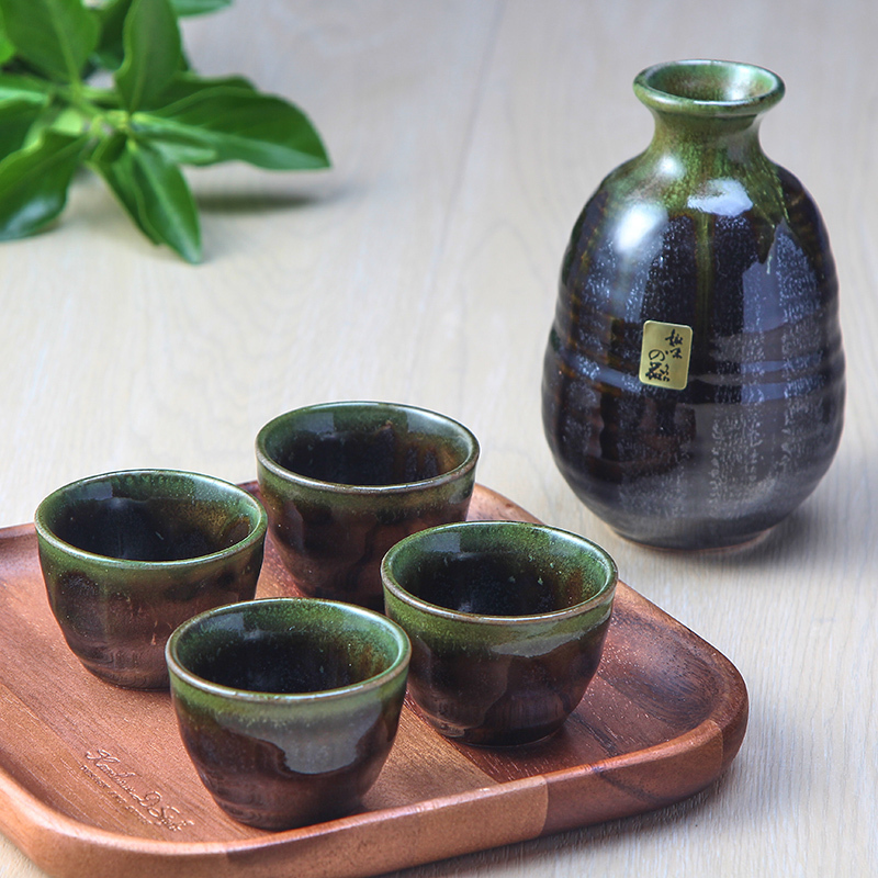 [陶瓷王]日本进口美浓烧日式酒具套装家用清酒杯酒壶一壶四杯套装