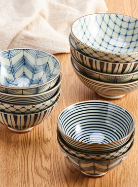 [陶瓷王]日本进口美浓烧陶瓷餐具日式复古和风古染米饭碗汤碗面碗