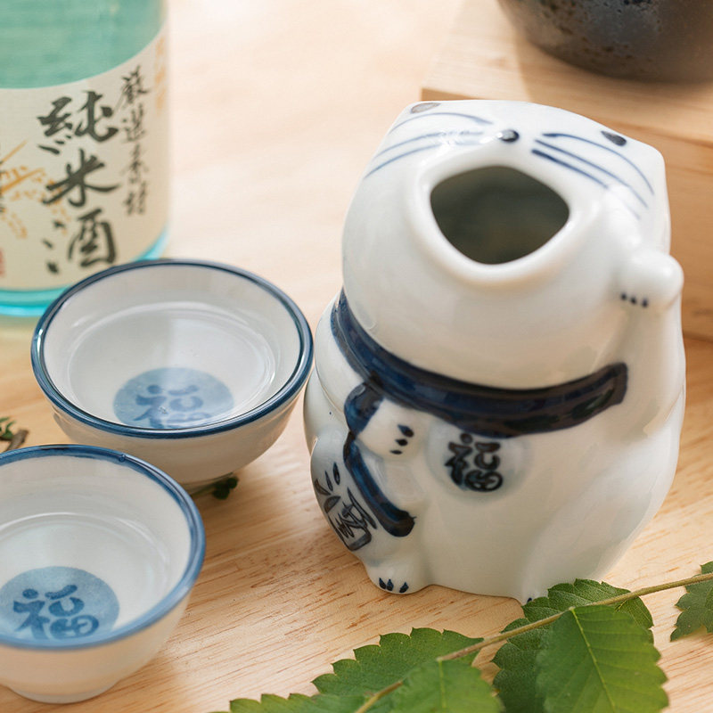 [陶瓷王]日本进口美浓烧清酒壶小酒杯可爱复古日式家用酒具套装