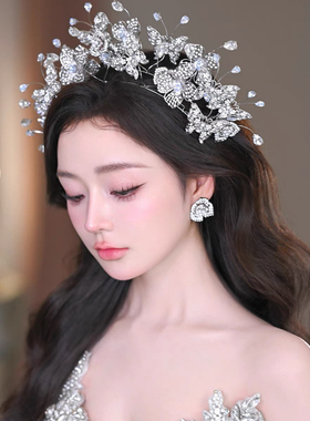 一诺新娘2025新款高端重工双层发箍皇冠轻奢大气王冠婚纱礼服头饰