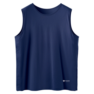 春织易穿脱汗衫背心魔术贴护理服老人卧床病号服纯棉可全开男士