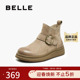 百丽复古鞋 头擦色休闲靴女2025冬商场同款 真皮厚底短靴E5D1DDD5