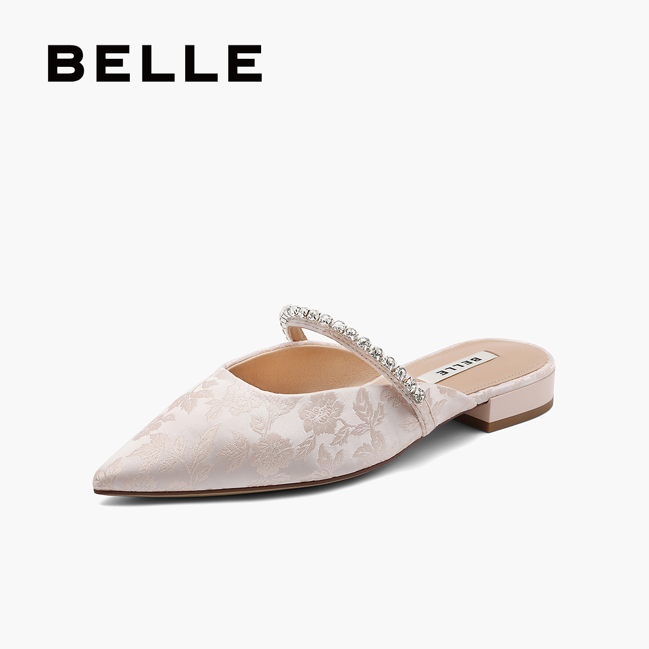 百丽新中式穆勒鞋女2024夏新商场同款水钻慵懒休闲拖鞋BGJ33BH4