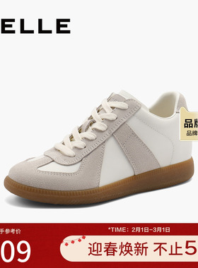百丽高帮复古德训鞋女新款内增高运动休闲鞋小白鞋子B2062CM4
