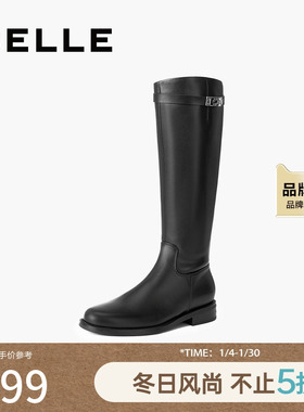 百丽质感骑士靴女2025冬新商场同款真皮百搭高筒靴3QFB8DG5