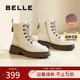百丽女靴子冬季 新款 休闲短靴加绒厚底英伦风马丁靴女3NZ40DD4