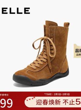 百丽复古时尚休闲靴女2025冬新商场同款低跟休闲拳击靴3RT62DZ5