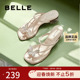 水钻高跟鞋 百丽女鞋 A9K1DBL4 子夏季 新款 小福蝶蝴蝶结凉拖鞋 女鞋