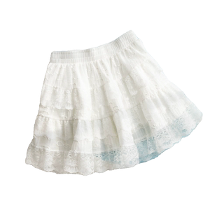 蕾丝半身裙女2025新款白色芭蕾风蛋糕裙自带安全裤短裙打底裙短款