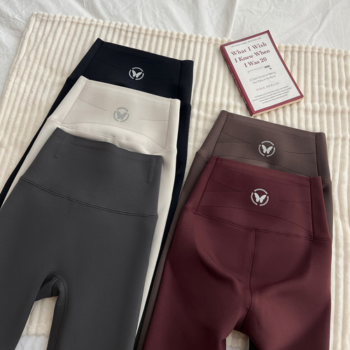 鲨鱼裤女秋冬加绒加厚收腹提臀打底裤2025秋季新款蝴蝶莱卡瑜伽裤