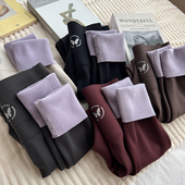 压力瘦腿无痕打底加绒 女外穿莱卡轻塑打底裤 灰色薄绒鲨鱼裤 秋冬款