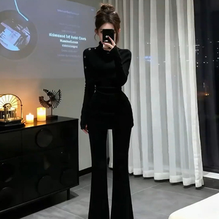 2026新款美拉德复古咖色套装女早春斗篷针织衫屁帘阔腿裤子两件套