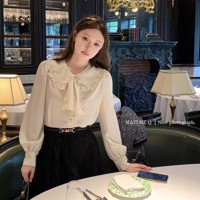 杨小卷 重工刺绣 法式复古水溶蕾丝领衬衫女宫廷风缎面内搭上衣秋,女装/女士精品,时尚套装,淘宝优惠券,粉丝福利购,淘宝优惠卷