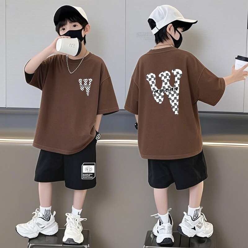 男童夏装套装新款男孩夏款痞帅气中大童潮酷短袖纯棉上衣两件套