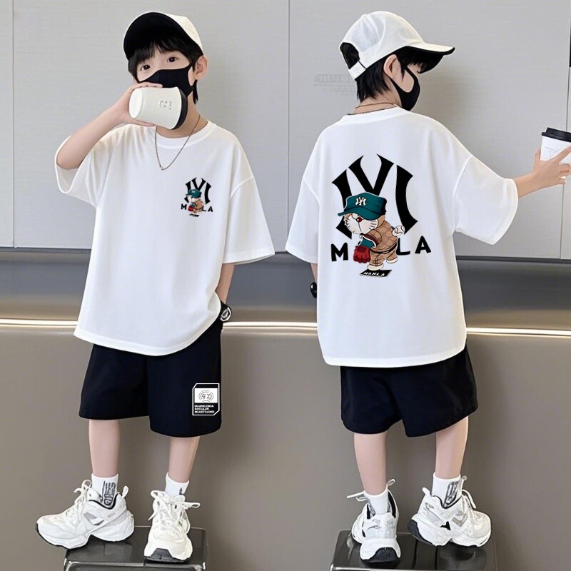 纯棉男童夏装短袖套装运动潮牌酷帅2026夏季新款儿童中大童两件套