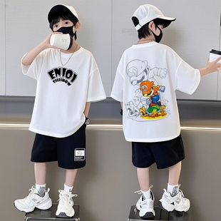 男童夏季套装2026新款儿童夏装炸街洋气男孩纯棉短袖夏款运动酷帅
