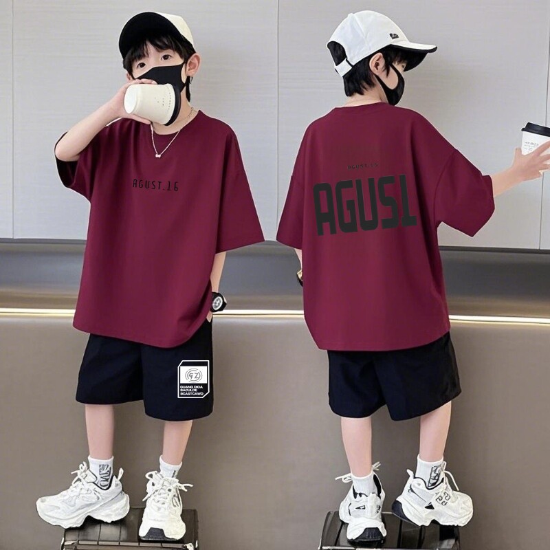 男童夏装套装新款男孩夏款痞帅气中大童潮酷短袖纯棉套装两件套