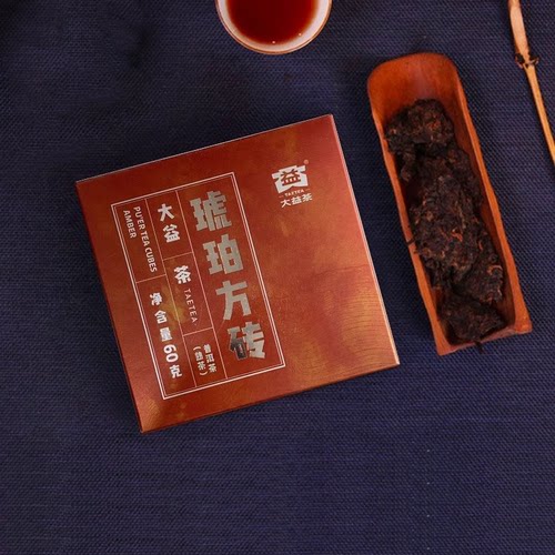 大益普洱茶琥珀方砖熟茶60g*4片