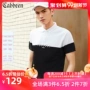 Carbine Men 2019 Mới Đen và Trắng Khâu ve áo ngắn tay áo Slim Áo sơ mi chữ thường Thanh niên đường phố C - Polo áo nam