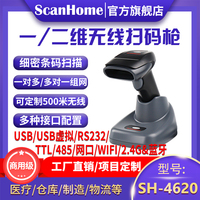 ScanHome无线扫码枪扫描枪扫码器读码器手持二维码条码扫描抢232串口网口PLC485WIFI远距离扫码抢SH-4620