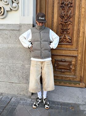 粗坑卫衣针织羽绒背心25冬季新品90白鸭绒日系马甲外套