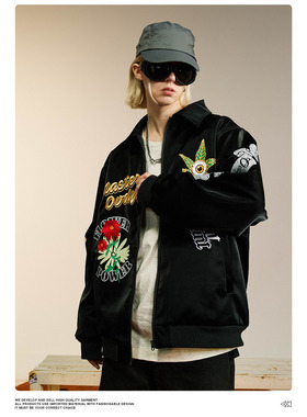 新款刺绣棉服个性设计夹棉潮流美式复古风外套男女情侣装