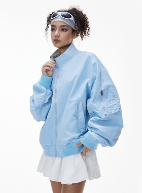 短款飞行夹克25秋季新品美式立领格纹撞色棒球服外套男