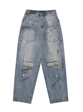 破洞美式高街水洗牛仔裤