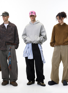 褶型工装阔腿裤25秋季新品潮牌纯色宽松休闲男士长裤