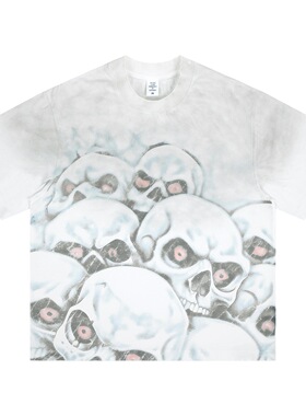 2026春夏潮牌嘻哈高街vibe做脏洗水骷髅半袖复古短袖T恤