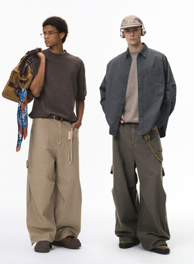 美式褶型工装长裤25秋季新品潮牌可调节百搭宽松休闲裤