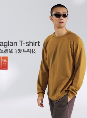 德绒保暖插肩长袖T恤25秋季新品潮牌纯色宽松圆领打底