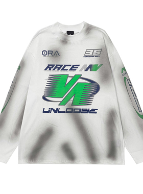 左奇函同款 赛车传奇主题印花手工喷绘长袖