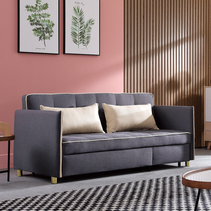 高迈登沙发床小户型网红款北欧风双人客厅科技布沙发床两用可折叠