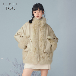 爱居兔冬季新款高级感羊皮革时尚皮草外套