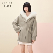 高级感时尚 爱居兔可拆卸皮草外套女冬季 新款 风衣外套