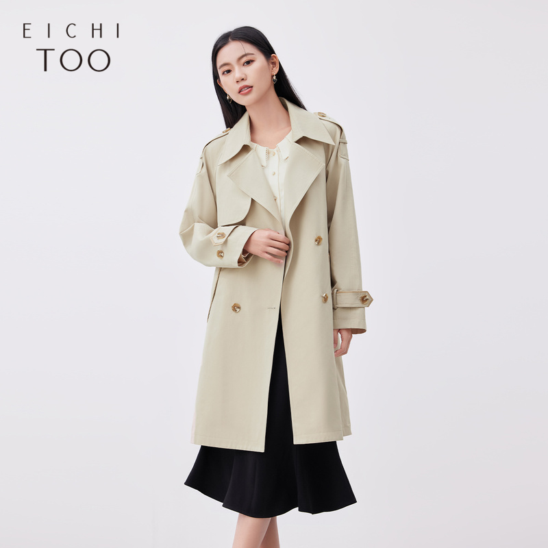 爱居兔经典简约风衣外套