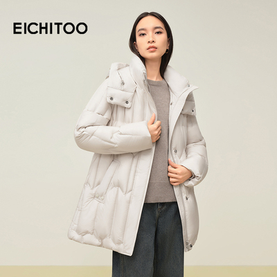 爱居兔轻盈柔软羽绒服2025年冬季新款女简约舒适随性外套冬
